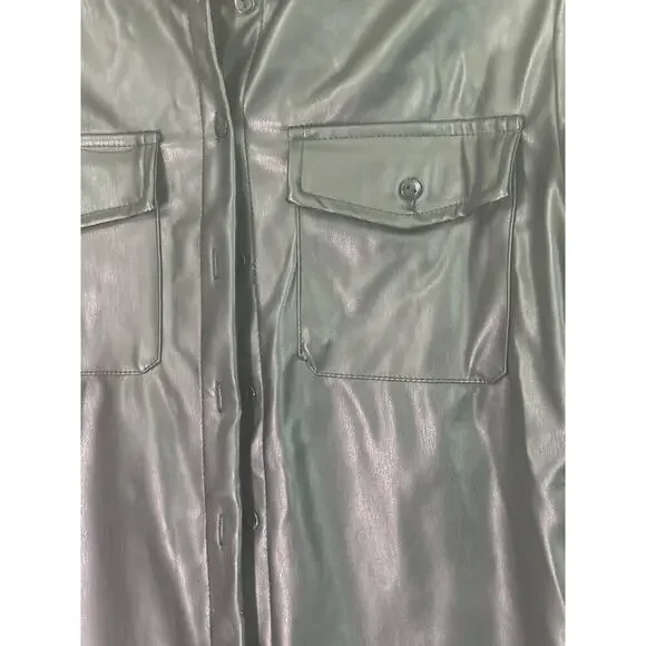 Eilly Bazar Black Pleather Long Sleeve Shirt - Women's XS - Picture 4 of 5